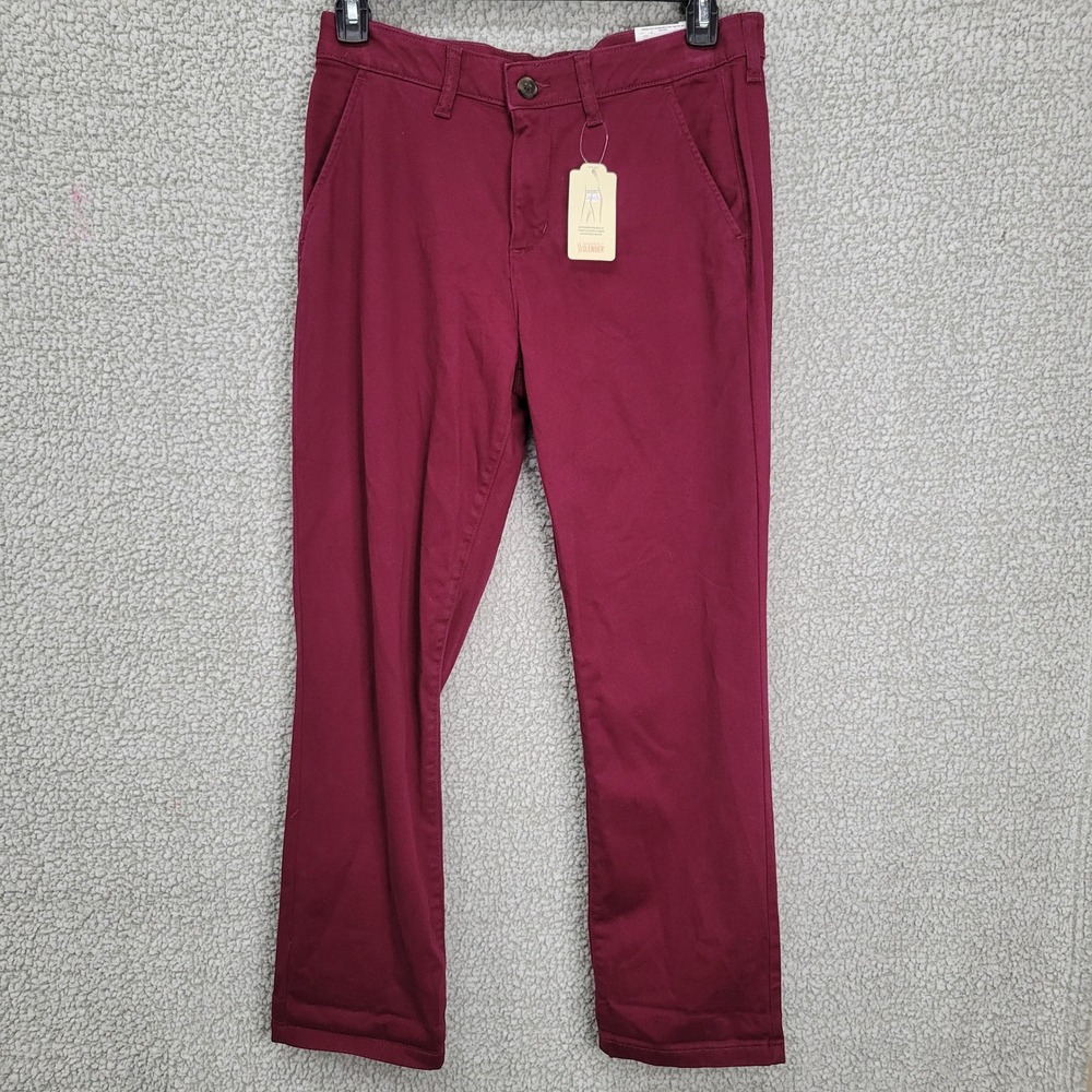 St. Johns Bay Secretly Slender Chinos Burgundy Pants Size 10 NWT